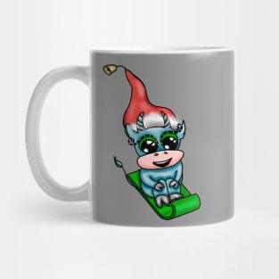 Christmas colored funny bulls. Mug